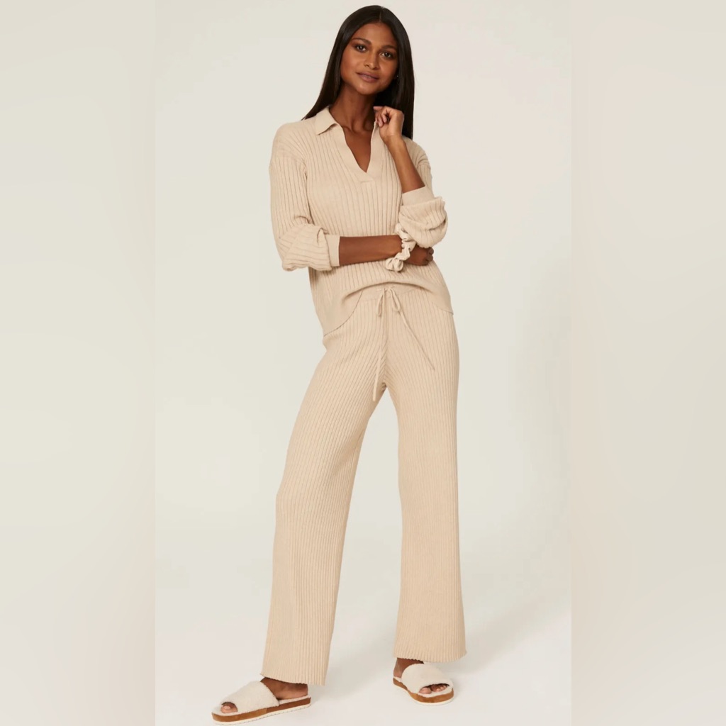 Flawed Skin Brown Kate Polo Sweater Size Small $185